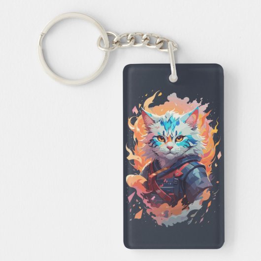 Schattige Ninja Cat Warrior Design Sleutelhanger (Voorkant)