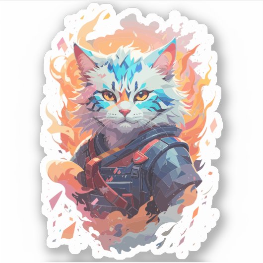 Schattige Ninja Cat Warrior Design Sticker (Voorkant)