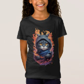 Schattige Ninja Cat Warrior Design T-shirt (Voorkant)