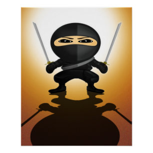 Schattige Ninja Jongen Anime Krijger Katana Actie Perfect Poster