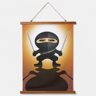 Schattige Ninja Jongen Anime Krijger Katana Hangend Wandkleed