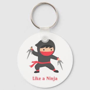 Schattige Ninja Jongen met Sai Wapens voor Kindere Sleutelhanger