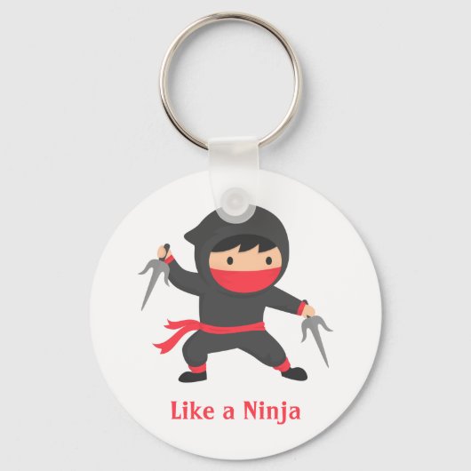 Schattige Ninja Jongen met Sai Wapens voor Kindere Sleutelhanger (Voorkant)