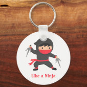 Schattige Ninja Jongen met Sai Wapens voor Kindere Sleutelhanger (Voorkant)