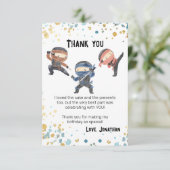 Schattige Ninja Kids Verjaardagsfeestje Bedankkaart (Staand voorkant)