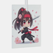 Schattige ninja krijger bloesem meisje glas ornament (Voorkant Rechts)