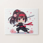 Schattige ninja krijger bloesem meisje legpuzzel (Horizontaal)
