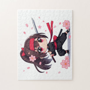 Schattige ninja krijger bloesem meisje legpuzzel