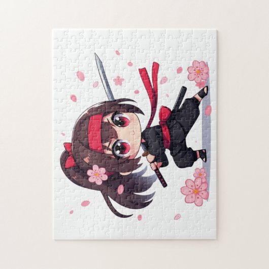 Schattige ninja krijger bloesem meisje legpuzzel (Verticaal)