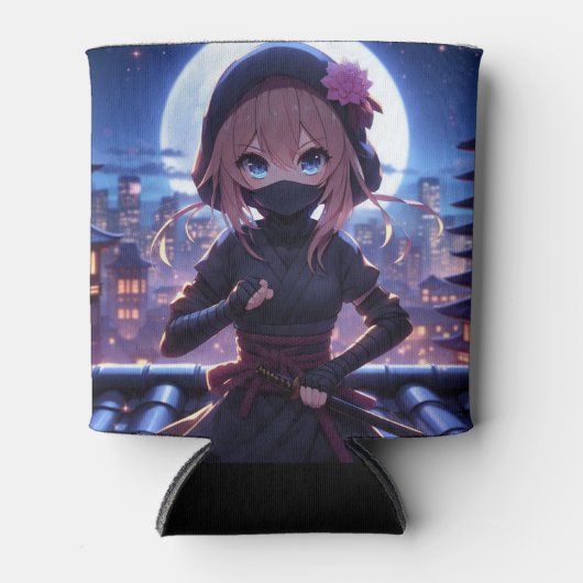 Schattige ninja krijger meisje blikjeskoeler (Voorkant)