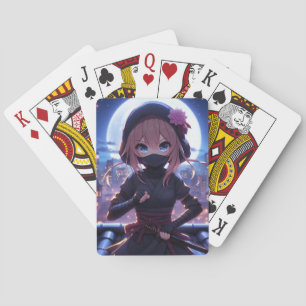 Schattige ninja krijger meisje pokerkaarten