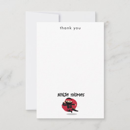 Schattige Ninja Krijger Zwart & Rood Kinderen Aang Bedankkaart (Voorkant)