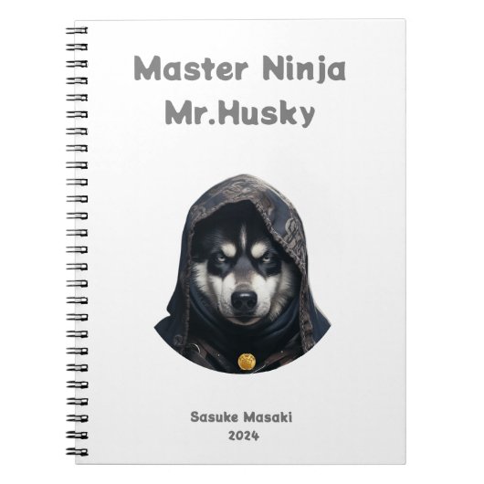 Schattige Ninja Master Husky custom Notitieboek Wi (Voorkant)