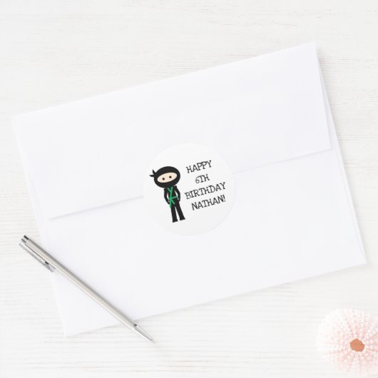 Schattige Ninja verjaardagsfeestje gunst sticker (Envelop)