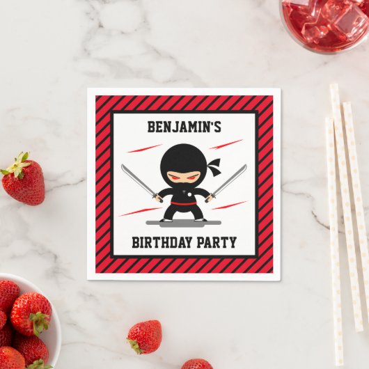 Schattige Ninja Warrior Kids Verjaardagsfeestpapie Servet (Insitu)