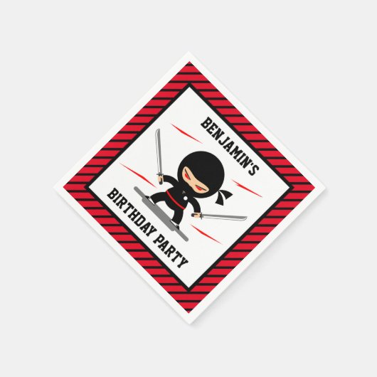 Schattige Ninja Warrior Kids Verjaardagsfeestpapie Servet (Hoek)
