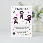 Schattige Ninja Warrior Meisjes Roze Verjaardagsfe Bedankkaart (Staand voorkant)