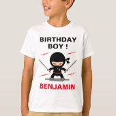 Schattige Ninja Warrior Verjaardagsfeest T-shirt (Voorkant)