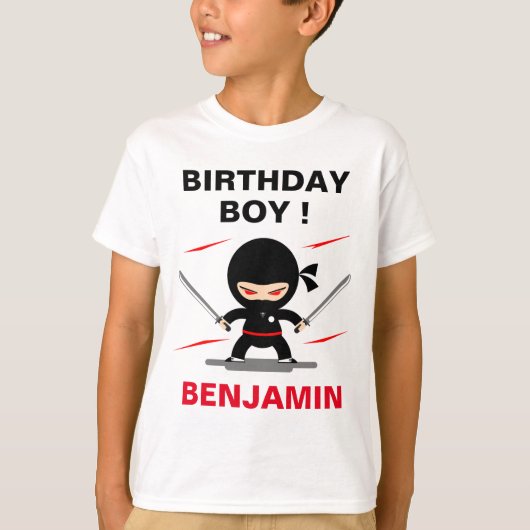 Schattige Ninja Warrior Verjaardagsfeest T-shirt (Voorkant)