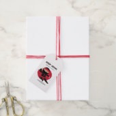 Schattige Ninja Warrior Zwart & Rode Kinderverjaar Cadeaulabel (Met Touw)