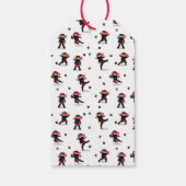 Schattige Ninja Warrior Zwarte & Rode Kinderverjaa Cadeaulabel (Achterkant)