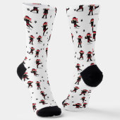 Schattige Ninja zwart & rood patroon Sokken (Gebogen)