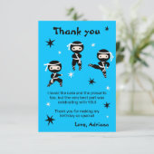 Schattige Ninjakinderen krijger meisje blauwe verj Bedankkaart (Staand voorkant)