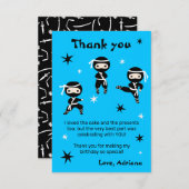 Schattige Ninjakinderen krijger meisje blauwe verj Bedankkaart (Voorkant / Achterkant)