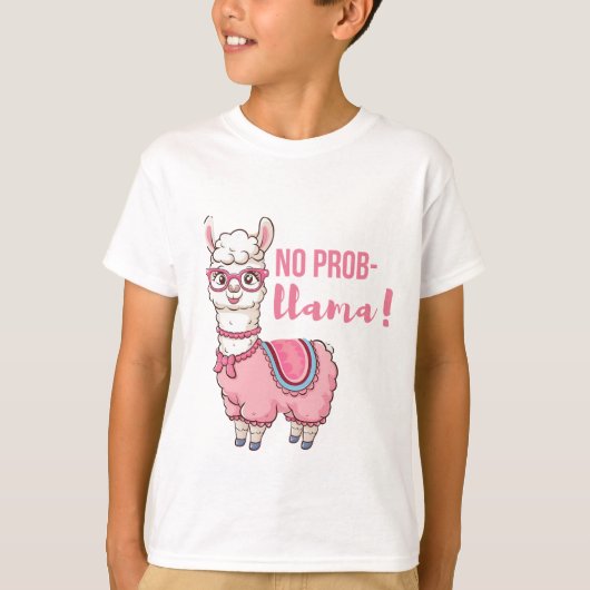 Schattige 'No Prob Llama!' Kinder T-shirt (Voorkant)