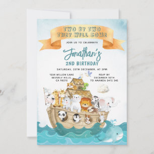 Schattige Noach's Ark 2de verjaardag Twee aan twee Kaart