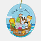 Schattige Noach's Ark Baby's 1e Kerst Ornament (Links)