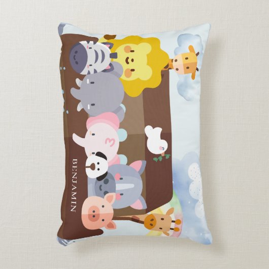 Schattige Noah's Ark Accent Kussen (Voorkant(Verticaal))