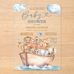 Schattige Noah's Ark geslacht neutrale Boho baby s Acryl Uitnodigingen