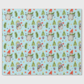 Schattige Noordpool Kerst Pinguïns Cadeaupapier (Vlak)