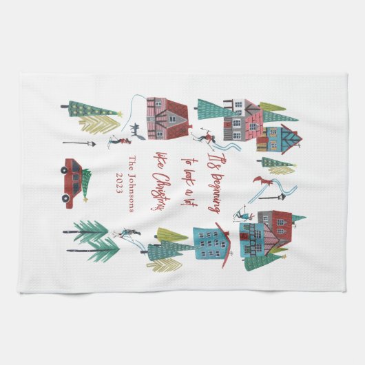 Schattige Noords schaatsdorp Theedoek (Horizontaal)