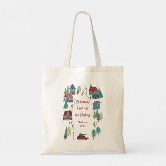Schattige Noords schaatsdorp Tote Bag (Achterkant)