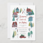 Schattige Noords skidorp kerstfeest Kaart (Voorkant)