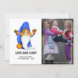 Schattige Noordse Kerstkabouter Foto Feestdagenkaart