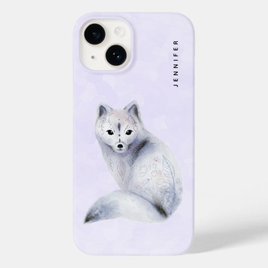 Schattige Noordse Vos met Bloemmarkeringen Case-Mate iPhone Case (Achterkant)