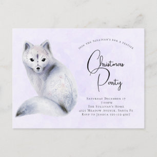 Schattige Noordse Vos met Bloemmotieven Kerstmis Uitnodiging Briefkaart