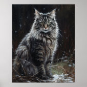 Schattige Noors Bos Kat Kunst Print Poster (Voorkant)
