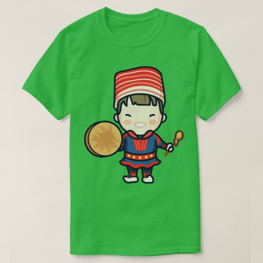 Schattige Noors Drummer Boy in Traditional Clothin T-shirt (Design voorkant)