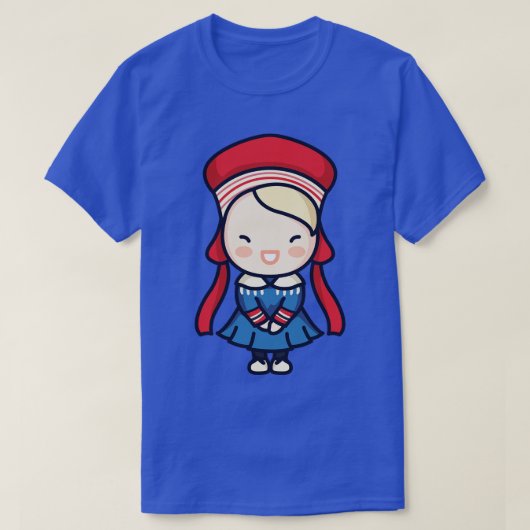 Schattige Noors Meisje in Traditionele Kleding T-shirt (Design voorkant)