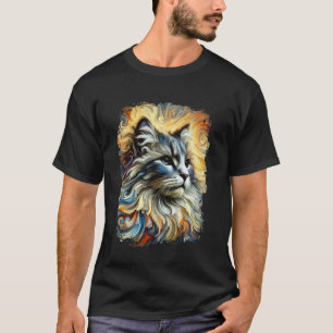 Schattige Noorse Kat Kleurrijk Kunstwerk T-shirt