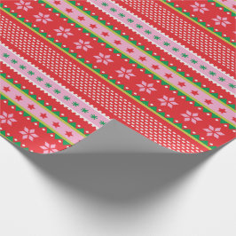 Schattige Nordic Sweater patroon rood roze groen Cadeaupapier