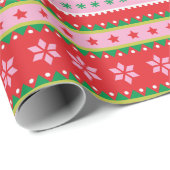 Schattige Nordic Sweater patroon rood roze groen Cadeaupapier (Rol Hoek)