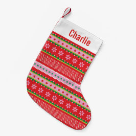 Schattige Nordic Sweater patroon rood roze groen Kleine Kerstsok