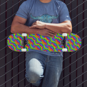 Schattige Nostalgische Kinder Regenbogen Vormen Bo Persoonlijk Skateboard