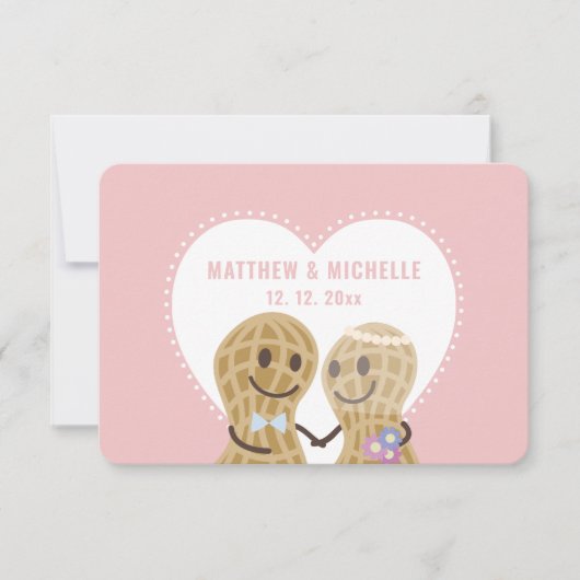 Schattige Noten Verliefd Op Elkaar Roze Whimsical  RSVP Kaartje (Voorkant)