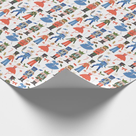 Schattige Notenkraker Ballet Pattern Christmas Cadeaupapier (Hoek)